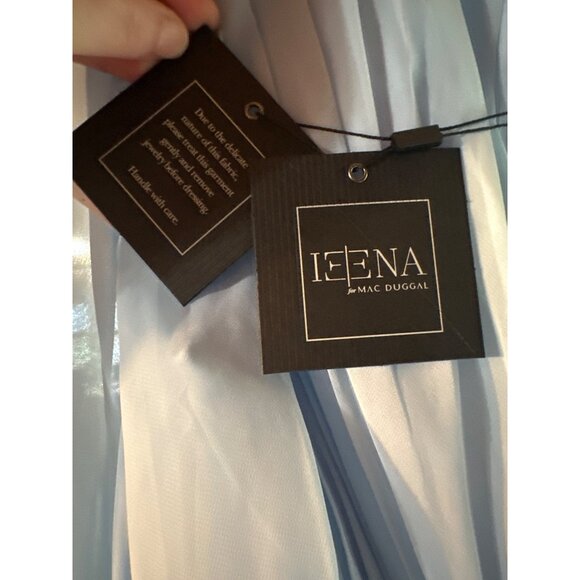 Leena For Mac Duggal 55878 Light Blue Bishop Sleeve Chiffon A-Line Dress Size 4 - Picture 8 of 10